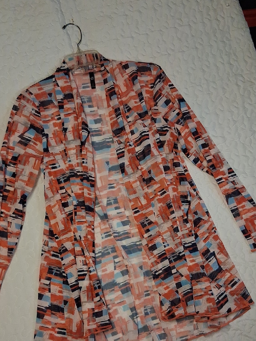 Lightweight Open-Front Women's Cardigan Jacket - Orange Multi By JJ. BEAUTIFUL - Picture 1 of 10